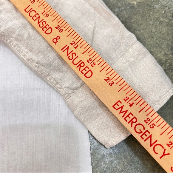 Ralph Lauren US Polo ASSN Irish Linen Button Down Beige Mandarin Collar Sz L EUC - Picture 11 of 12